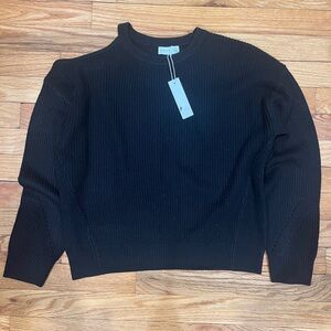 Gentle Fawn Black Ribbed Knit Crewneck Sweater